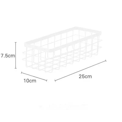 Metal Storage Basket, Black and White, Office Desktop, Cosmetic Sorting Baskets, Kitchen Seasoning Jar Organizer, Iron Box
