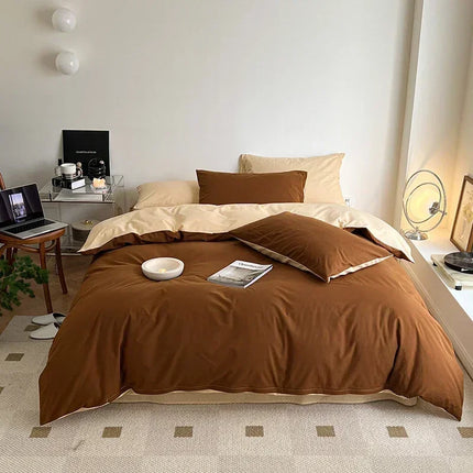 Simple Fresh Queen Bedding Set 100% Cotton Soft Comfortable Duvet Cover Set with Sheets Quilt Cover and Pillow Covers Bed Sets
