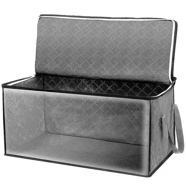 Large Capacity Clothes Storage Bag Non-Woven Foldable Quilt Storage Bag with Lids Zipper Wardrobe Clothing Organizer Sorting Box