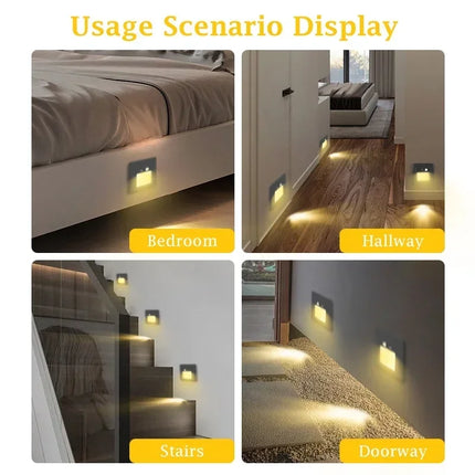 PIR Motion Sensor Led Night Light Recessed Infrared Body Induction Lamp for Steps Ladder Stairs Corridor Bedroom Kitchen Lights