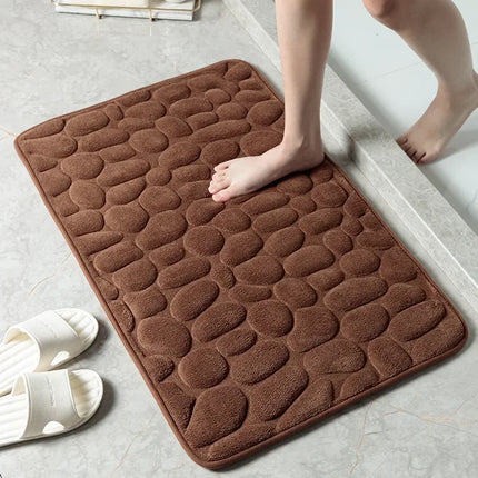 Soft Non-slip Carpets Bathroom Foot Mat Cobblestone Embossed Bath Mats Absorbent Doormat Quick Drying Memory Foam Foot Mat