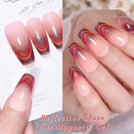 BORN PRETTY 10ml Rainbow Purple Water Light Cat Magnetic Gel Nail Polish Shining Sliver-light Holographics Semi Permanent UV Gel