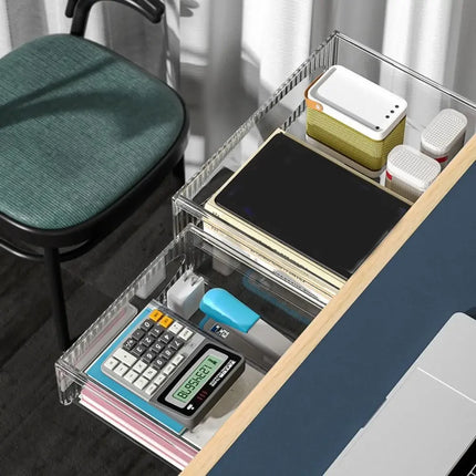 Under-Table Drawer Transparent Storage Box