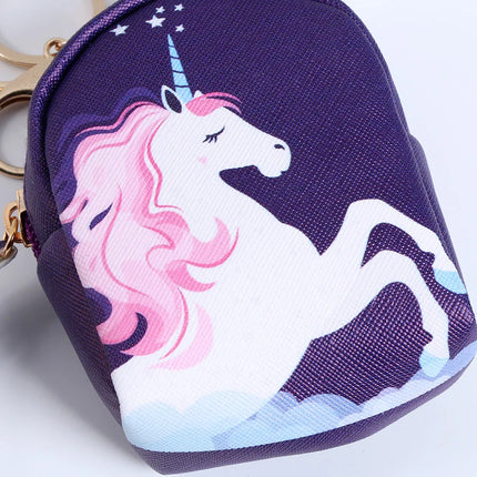 Women PU Leather Unicorn Coin Purse Mini Wallet Zipper Coin Backpack Keys Pouch Storage Bag Card Holder Home Storage Organizer