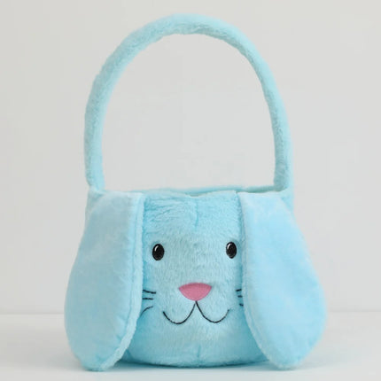 Plush Easter Basket For Kids Soft Fluffy Candy Gift Bag For Boys Girls Cute Easter Bucket Egg Hunt Bunny Bag With Ears Party