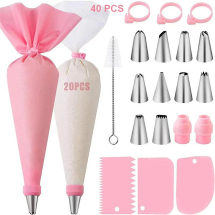 Silicone Piping Bags and Tips Set
