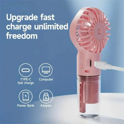 1pc Portable Handheld Spray Fan Water Spray Mist Fan Student Dormitory Mini Fan Summer Supplies Cooling Tools Outdoor Small Fan
