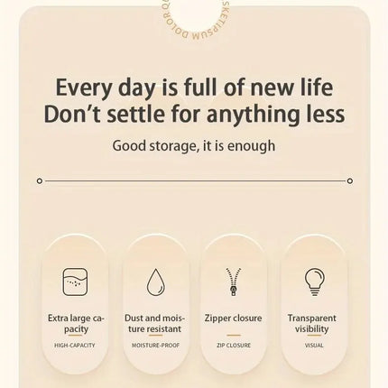 Visible Large Capacity Storage Box Portable Household Clothes Organizer With Handles Foldable Dustproof Quilt Zipper Container