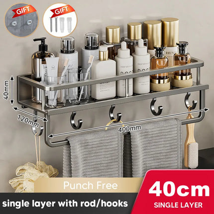 Punch-Free Bathroom Shelf Shampoo Rack