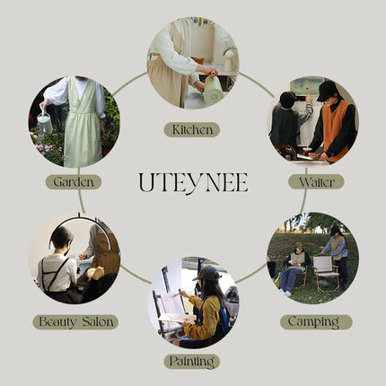 Long Pleated Waterproof Cotton Kitchen Apron for Salon Beauty Women's Anti-dirty Cooking Baking Pinafore Cleaning Work Clothes
