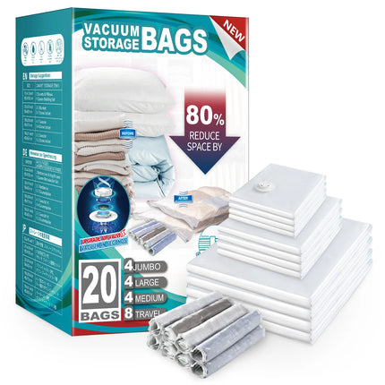 TAILI 20PCS Vacuum Storage Bags Wardrobe Organizer Vacuum Seal Bag Space Saving Bags for Clothes Pillow Bedding Blanket Storage