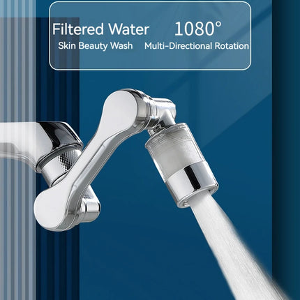 1080° Rotating Water Purification Filter Plastic Faucet Mechanical Arm Spray Head Kitchen Washbasin Extension Tap Aerator Univer
