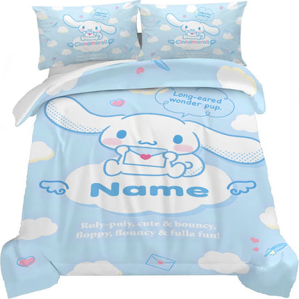 Cinnamoroll Duvet Cover Customizable Bedding Set Personalize with Your Name Machine Washable Ideal for Rooms & Guest Bedrooms