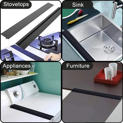 Kitchen Stove Counter Gap Cover T-Shaped Silicone Rubber Strip Oil-Gas Slit Filler Heat Resistant Mat Oil Dust Water Seal