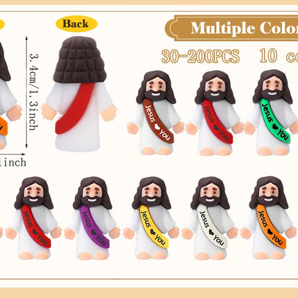 50-200Pcs Mini Jesus Figures Jesus Loves You Christ Toys Multicolor Tiny Jesus Figures Religious Party Favors Easter Egg Stuffer