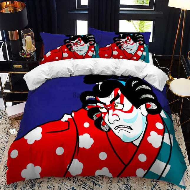 Bedding Set Japanese Painting Landscape Printed  For Kids Girl Luxury Bedding Set Duvet Cover Pillowcase Game Elements