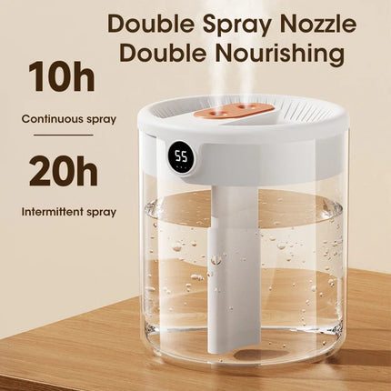 2L Cool Mist Double Spray Humidifier Atomizer Usb Night Light Home Mute Bedroom Office Night Light Digital Display Humidificador