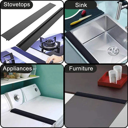 Kitchen Stove Counter Gap Cover T-Shaped Silicone Rubber Strip Oil-Gas Slit Filler Heat Resistant Mat Oil Dust Water Seal