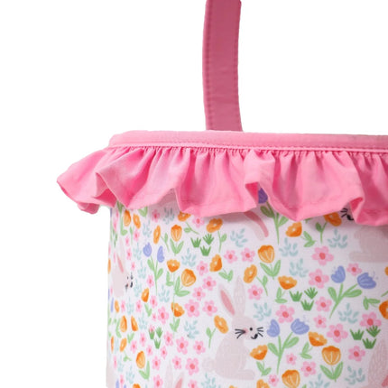 Floral Easter Basket With Ruffle And Bow For Girls Kids Carrot Candy Gift Tote Bag Egg Hunting Game Party Home Festival Decor
