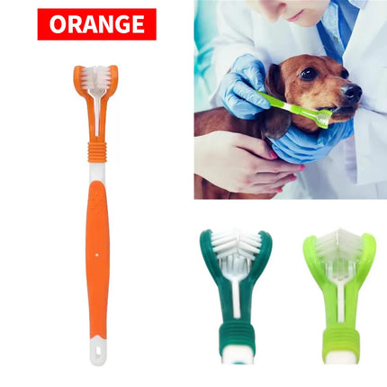 Three sided pet toothbrush, dog plastic toothbrush to remove bad breath, Tatar cleaning for oral hygiene, pet dental care, cat c