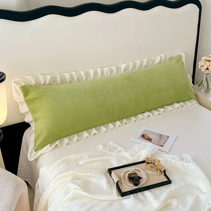 Length Sleeping Pillowcase with Ruffle Winter Couple Double Fleece Flannel Warmth Big Size Pillow Covers Home Bedding 45*180cm