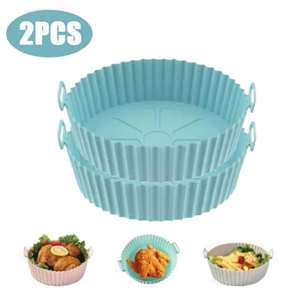 Air fryer Silicone Basket Reusable Container Accessories Oven Tray Pizza Fried Chicken Baking Mold Protector Kitchen Tool 2024