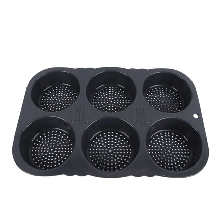 6 Cavity Hamburger Bun Mould Foldable Reusable Bread Mould ‑40℉ to +446℉ Heat Resistance Baking Mould for Kitchen