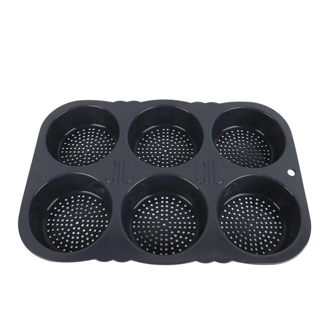 6 Cavity Hamburger Bun Mould Foldable Reusable Bread Mould ‑40℉ to +446℉ Heat Resistance Baking Mould for Kitchen