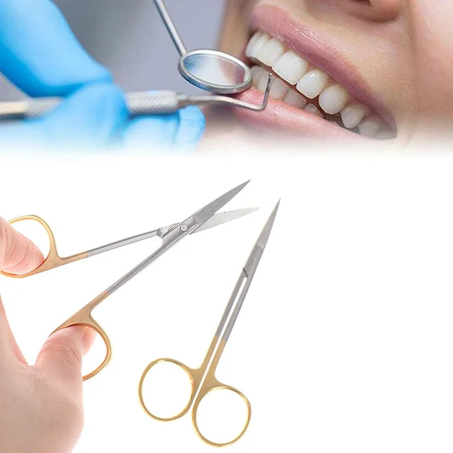 Dental Surgical Scissors Curved Gold Plated Handle Ophthalmic Scissors Dentist Medical Dissecting Tools
