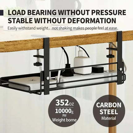 No-Drill Under-Desk Cable Management Tray
