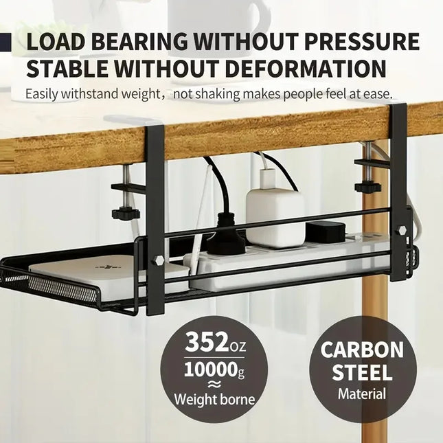 No-Drill Under-Desk Cable Management Tray