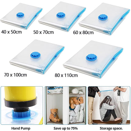 1/3/5pcs Vacuum Storage Bags,for Bedding,Pillows,Towel,Clothes Space Saver Travel Storage Bag,With Hand-Pump,Vacuum Bag Package