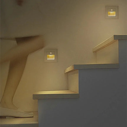 PIR Motion Sensor Led Night Light Recessed Infrared Body Induction Lamp for Steps Ladder Stairs Corridor Bedroom Kitchen Lights