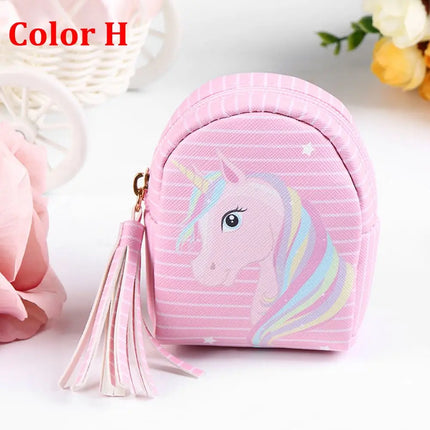 Women PU Leather Unicorn Coin Purse Mini Wallet Zipper Coin Backpack Keys Pouch Storage Bag Card Holder Home Storage Organizer
