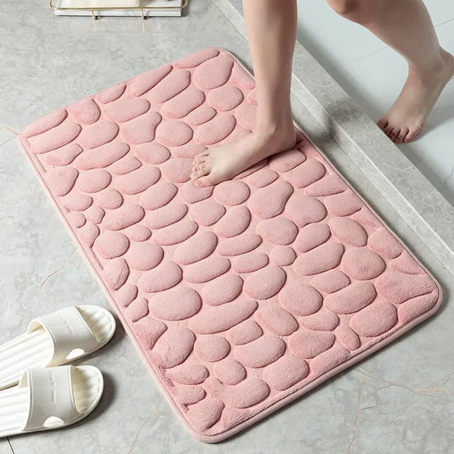 Soft Non-slip Carpets Bathroom Foot Mat Cobblestone Embossed Bath Mats Absorbent Doormat Quick Drying Memory Foam Foot Mat