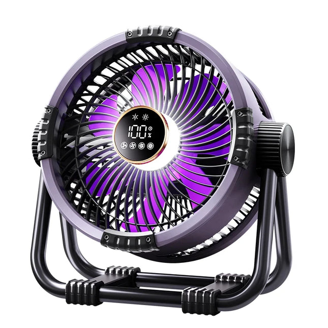 Multifunctional Outdoor Camping Fan Light Rechargeable Ceiling Fan with 3-speed Night Light and Power Bank Portable Fan