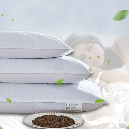 Holaroom Bedding Pillow Neck Protection Pillows Plaid Shaped Buckwheat Husk Filling Cushion for Home Sofa Office Nap Sleeping
