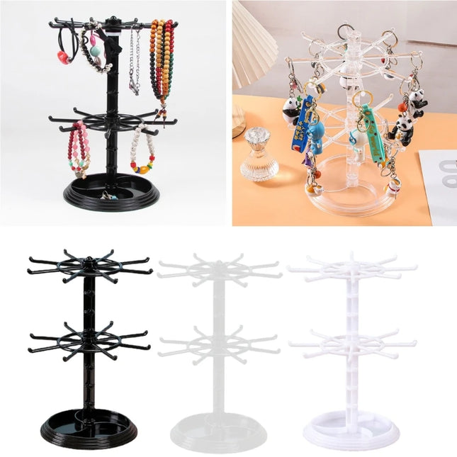 Jewelry Rotating Ring Display Holder Organizer Necklace Keychain Shelf Home Storage Rack For Earrings Watch Showcase