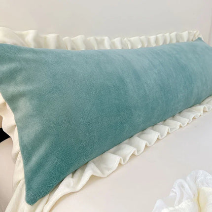 Length Sleeping Pillowcase with Ruffle Winter Couple Double Fleece Flannel Warmth Big Size Pillow Covers Home Bedding 45*180cm