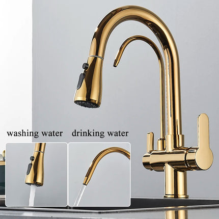Smart Sensor Pure Water Kitchen Faucet 2 Models Spout Taps Deck Mount Daul Handle Filtered Cold Hot Water Mixer Washing Crane