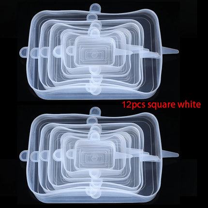 6/12Pcs/Lot Silicone Stretch Lids Universal Taper Pot Bowl Food Wrap Sealed Cover for Kitchen Cookware