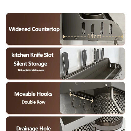 Kitchen Spice Storage Knives Holder Knife Stand Spice Rack Organizer Knives Holder Spoon and Chopsticks Rest Hanging Organizers