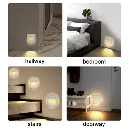 PIR Motion Sensor Led Night Light Recessed Infrared Body Induction Lamp for Steps Ladder Stairs Corridor Bedroom Kitchen Lights