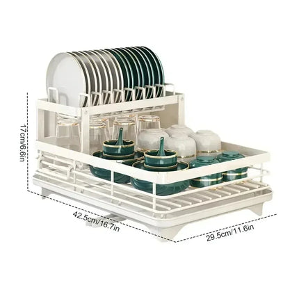 Adjustable Stainless Steel 2-Tier Dish Drying Rack