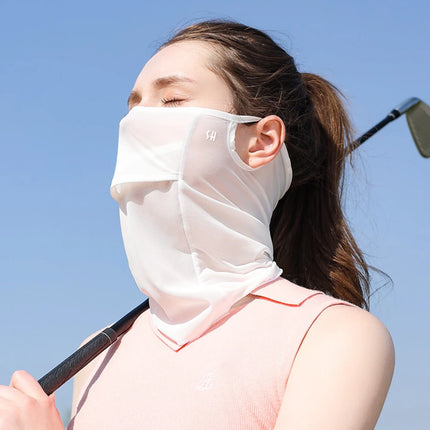 Ice Silk Full Face Sun Protection Mask Breathable Running Sports Mask Soft Anti Ultraviolet Face Scarf for Outdoor Golf Supplies