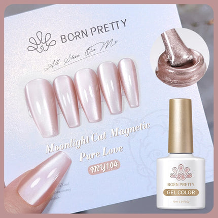 BORN PRETTY 10ml Rainbow Purple Water Light Cat Magnetic Gel Nail Polish Shining Sliver-light Holographics Semi Permanent UV Gel