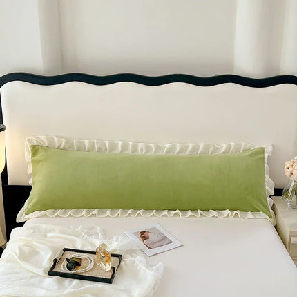 Length Sleeping Pillowcase with Ruffle Winter Couple Double Fleece Flannel Warmth Big Size Pillow Covers Home Bedding 45*180cm