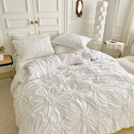 3pcs Bedding Cover, Big Pinch Pleat Duvet Cover, Soft Microfiber Bedding Set with Zipper Closure & Corner Ties
