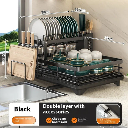 Adjustable Stainless Steel 2-Tier Dish Drying Rack