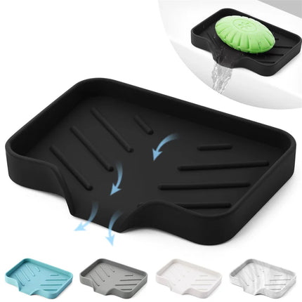1-Pack Silicone Drain Soap Box Kitchen Bathroom Anti-slip Sink Tray Creative Washing Table Soap Tray Free Punch Drain Rack